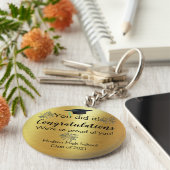 Custom Gold Foil and Fireworks Graduate Schlüsselanhänger (Seite)