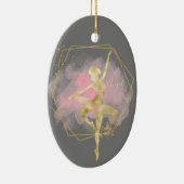 Custom Gold Foil Ballerina Dance Grau Pink Keramik Ornament (Rechts)