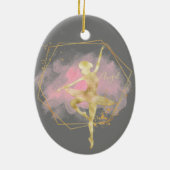 Custom Gold Foil Ballerina Dance Grau Pink Keramik Ornament (Hinten)