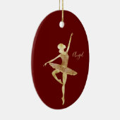 Custom Gold Foil Ballerina Tanz Dunkelrot Keramik Ornament (Rechts)