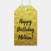 Custom Gold Foil Happy Birthday Script Geschenkanhänger (Vorderseite)