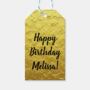 Custom Gold Foil Happy Birthday Script Geschenkanhänger