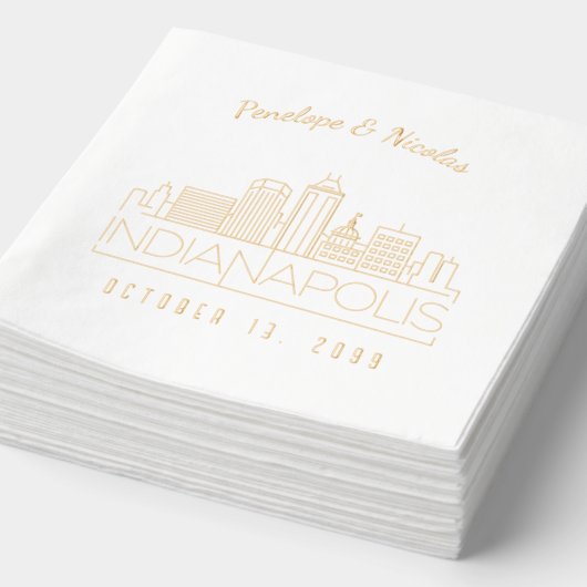 Custom Gold Foil Indianapolis Wedding Napkins Servietten Mit Folie (Ausschnitt)
