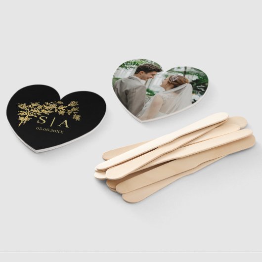 Custom Gold Foil Luxus Botanische Monogram Modern Fächer (Non-assembled)