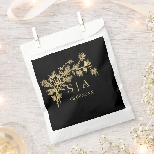 Custom Gold Foil Luxus Botanische Monogram Modern Geschenktütchen (Ausgeschnitten)