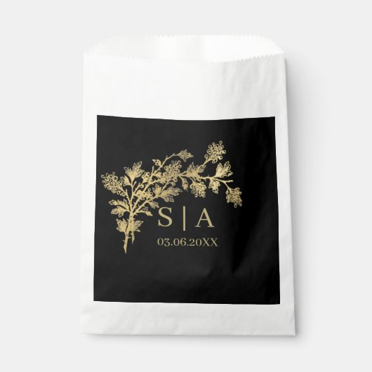 Custom Gold Foil Luxus Botanische Monogram Modern Geschenktütchen (Vorderseite)
