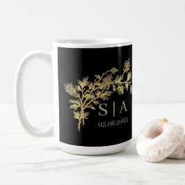 Custom Gold Foil Luxus Botanische Monogram Modern Kaffeetasse