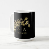 Custom Gold Foil Luxus Botanische Monogram Modern Kaffeetasse (Vorderseite Links)