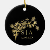 Custom Gold Foil Luxus Botanische Monogram Modern Keramik Ornament (Vorne)