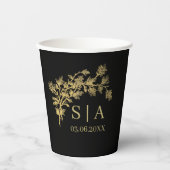 Custom Gold Foil Luxus Botanische Monogram Modern Pappbecher (Vorderseite)