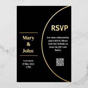 Custom Gold Foil Moderne Schwarz-Weiß Hochzeit Folieneinladung
