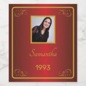 Custom Gold Foto Geburtstag Weinetikett (Einzelnes Label)