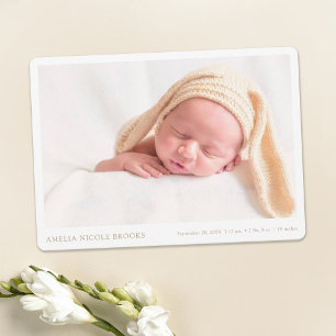 Custom Gold Foto New Baby Boy oder Girl Birth Ankündigung