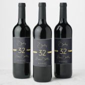 Custom Gold Geburtsname Black Wine Label Weinetikett (Flaschen)