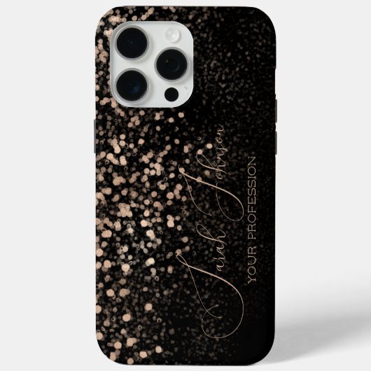 Custom Gold Glitter Midnight Black Case-Mate iPhone Hülle (Rückseite)