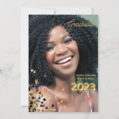 Custom Gold Glitzer Abschluss Foto Ankündigung (Vorderseite)