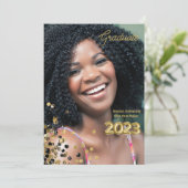 Custom Gold Glitzer Abschluss Foto Ankündigung (Stehend Vorderseite)