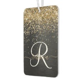 Custom Gold Glitzer Black Sparkgram Monogram Autolufterfrischer (Links)