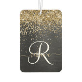 Custom Gold Glitzer Black Sparkgram Monogram Autolufterfrischer (Rückseite)