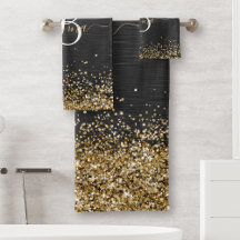 Custom Gold Glitzer Black Sparkgram Monogram