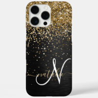 Custom Gold Glitzer Black Sparkgram Monogram