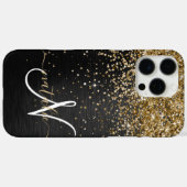 Custom Gold Glitzer Black Sparkgram Monogram Case-Mate iPhone Hülle (Rückseite (Horizontal))
