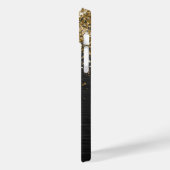 Custom Gold Glitzer Black Sparkgram Monogram Case-Mate iPhone Hülle (Rückseite / Links)