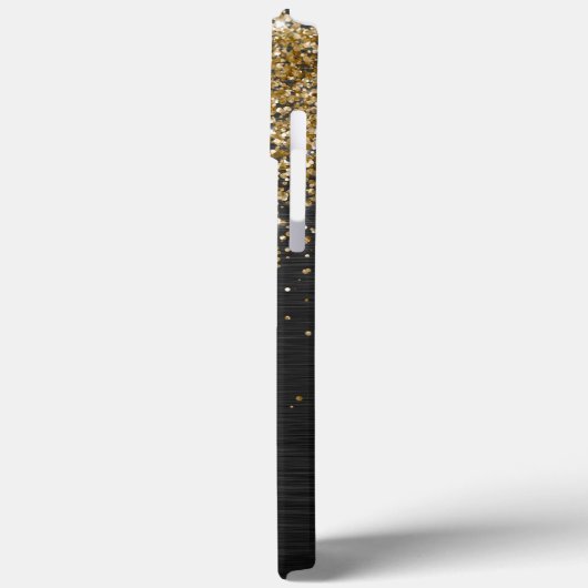 Custom Gold Glitzer Black Sparkgram Monogram Case-Mate iPhone Hülle (Rückseite / Links)