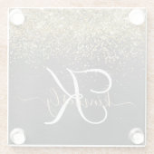 Custom Gold Glitzer Black Sparkgram Monogram Glasuntersetzer (Rückseite)
