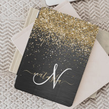 Custom Gold Glitzer Black Sparkgram Monogram