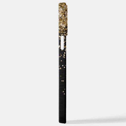 Custom Gold Glitzer Black Sparkgram Monogram iPhone Hülle (Rechte Seite)
