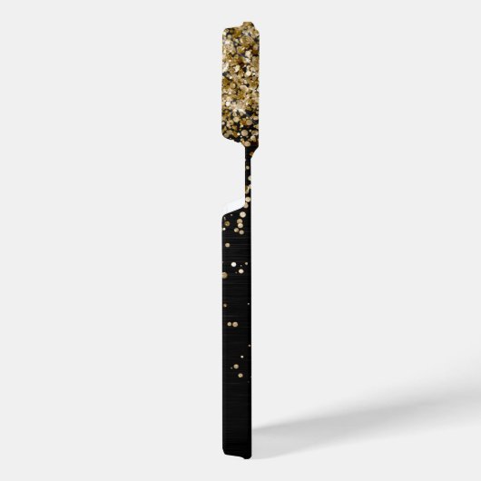 Custom Gold Glitzer Black Sparkgram Monogram iPhone Hülle (Rechte Seite)