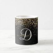 Custom Gold Glitzer Black Sparkgram Monogram Kaffeetasse (Mittel)