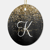Custom Gold Glitzer Black Sparkgram Monogram Keramik Ornament (Links)