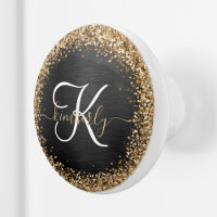 Custom Gold Glitzer Black Sparkgram Monogram