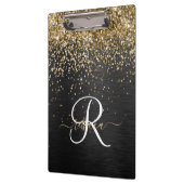 Custom Gold Glitzer Black Sparkgram Monogram Klemmbrett (Links)