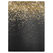 Custom Gold Glitzer Black Sparkgram Monogram Klemmbrett (Rückseite)