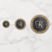 Custom Gold Glitzer Black Sparkgram Monogram Konfetti (Vorderseiten)