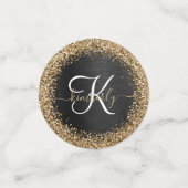 Custom Gold Glitzer Black Sparkgram Monogram Konfetti (Klein Vorderseite)