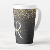 Custom Gold Glitzer Black Sparkgram Monogram Milchtasse (Rechte Ecke)