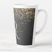 Custom Gold Glitzer Black Sparkgram Monogram Milchtasse (Rechts)