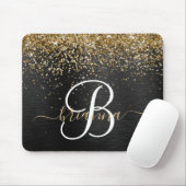 Custom Gold Glitzer Black Sparkgram Monogram Mousepad (Mit Mouse)