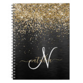 Custom Gold Glitzer Black Sparkgram Monogram Notizblock (Vorderseite)