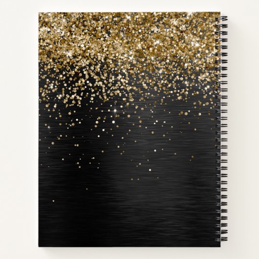 Custom Gold Glitzer Black Sparkgram Monogram Notizblock (Rückseite)