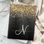 Custom Gold Glitzer Black Sparkgram Monogram Notizblock