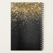 Custom Gold Glitzer Black Sparkgram Monogram Planer (Rückseite)