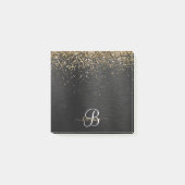 Custom Gold Glitzer Black Sparkgram Monogram Post-it Klebezettel (Vorderseite)
