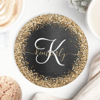 Custom Gold Glitzer Black Sparkgram Monogram