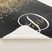 Custom Gold Glitzer Black Sparkgram Monogram Sherpadecke (3/4)