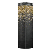 Custom Gold Glitzer Black Sparkgram Monogram Thermosbecher (Rückseite)